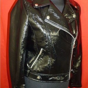 Black Shiny Women's Biker Jacket